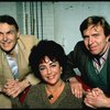 Actors Anthony Zerbe,  Elizabeth Taylor and Joe Ponazecki during a break in rehearsals for the Broadway revival of the play "The Little Foxes." (New York)
