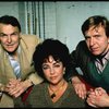 Actors Anthony Zerbe,  Elizabeth Taylor and Joe Ponazecki during a break in rehearsals for the Broadway revival of the play "The Little Foxes." (New York)