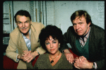 Actors Anthony Zerbe,  Elizabeth Taylor and Joe Ponazecki during a break in rehearsals for the Broadway revival of the play "The Little Foxes." (New York)