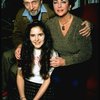 L-R) Actors Tom Aldredge, Ann Talman and  Elizabeth Taylor during a break in rehearsals for the Broadway revival of the play "The Little Foxes." (New York)