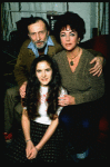 L-R) Actors Tom Aldredge, Ann Talman and  Elizabeth Taylor during a break in rehearsals for the Broadway revival of the play "The Little Foxes." (New York)