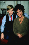 Actors Dennis Christopher and  Elizabeth Taylor during a break in rehearsals for the Broadway revival of the play "The Little Foxes." (New York)
