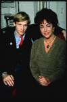 Actors Dennis Christopher and  Elizabeth Taylor during a break in rehearsals for the Broadway revival of the play "The Little Foxes." (New York)