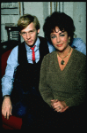 Actors Dennis Christopher and  Elizabeth Taylor during a break in rehearsals for the Broadway revival of the play "The Little Foxes." (New York)