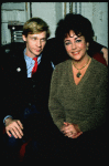 Actors Dennis Christopher and  Elizabeth Taylor during a break in rehearsals for the Broadway revival of the play "The Little Foxes." (New York)