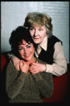 L-R) Actors Elizabeth Taylor and Maureen Stapleton during a break in rehearsals for the Broadway revival of the play "The Little Foxes." (New York)