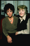 L-R) Actors Elizabeth Taylor and Maureen Stapleton during a break in rehearsals for the Broadway revival of the play "The Little Foxes." (New York)