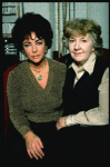 L-R) Actors Elizabeth Taylor and Maureen Stapleton during a break in rehearsals for the Broadway revival of the play "The Little Foxes." (New York)