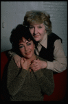 L-R) Actors Elizabeth Taylor and Maureen Stapleton during a break in rehearsals for the Broadway revival of the play "The Little Foxes." (New York)