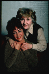 L-R) Actors Elizabeth Taylor and Maureen Stapleton during a break in rehearsals for the Broadway revival of the play "The Little Foxes." (New York)