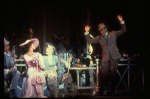 L-R) Actors Nicholas Wyman, Cheryl Kennedy, Cathleen Nesbitt and Rex Harrison in a scene from the Broadway revival of the musical "My Fair Lady." (New York)