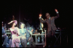 L-R) Actors Nicholas Wyman, Cheryl Kennedy, Cathleen Nesbitt and Rex Harrison in a scene from the Broadway revival of the musical "My Fair Lady." (New York)