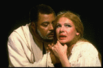 James Earl Jones as Othello and Dianne Wiest as Desdemona in a scene from the Broadway revival of the play "Othello." (New York)