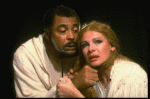 James Earl Jones as Othello and Dianne Wiest as Desdemona in a scene from the Broadway revival of the play "Othello." (New York)