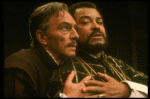 James Earl Jones as Othello and Christopher Plummer as Iago in a scene from the Broadway revival of the play "Othello" (New York)