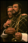 James Earl Jones as Othello and Christopher Plummer as Iago in a scene from the Broadway revival of the play "Othello" (New York)
