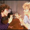 R-L) Actresses Sally Struthers and Rita Moreno in a scene from the Broadway revival of the play "The Odd Couple." (New York)