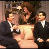 L-R) Actors Lewis J. Stadlen, Rita Moreno and Tony Shalhoub in a scene from the Broadway revival of the play "The Odd Couple." (New York)