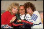 L-R) Actresses Sally Struthers and Rita Moreno flanking playwright Neil Simon during rehearsals for the Broadway revival of the play "The Odd Couple." (New York)