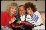 L-R) Actresses Sally Struthers and Rita Moreno flanking playwright Neil Simon during rehearsals for the Broadway revival of the play "The Odd Couple." (New York)