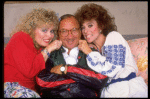 L-R) Actresses Sally Struthers and Rita Moreno flanking playwright Neil Simon during rehearsals for the Broadway revival of the play "The Odd Couple." (New York)