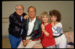 L-R)  Danny Simon, Neil Simon Sally Struthers and Rita Moreno during rehearsals for the Broadway revival of the play "The Odd Couple." (New York)