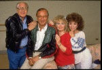 L-R)  Danny Simon, Neil Simon Sally Struthers and Rita Moreno during rehearsals for the Broadway revival of the play "The Odd Couple." (New York)