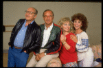 L-R)  Danny Simon, Neil Simon Sally Struthers and Rita Moreno during rehearsals for the Broadway revival of the play "The Odd Couple." (New York)