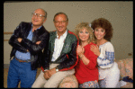 L-R)  Danny Simon, Neil Simon Sally Struthers and Rita Moreno during rehearsals for the Broadway revival of the play "The Odd Couple." (New York)