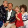 L-R)  Danny Simon, Neil Simon Sally Struthers and Rita Moreno during rehearsals for the Broadway revival of the play "The Odd Couple." (New York)