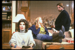 L-R) Actors Christine Baranski, Cynthia Nixon and Jeremy Irons in a scene from the Broadway production of the play "The Real Thing." (New York)