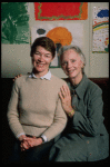 L-R) Actresses Glenda Jackson and Jessica Tandy during rehearsal for the Broadway production of the play "Rose." (New York)