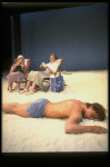 R-L) Actors Maxwell Caulfield, Elizabeth Wilson and Jessica Tandy in a scene from the NY Shakespeare Festival production of the play "Salonika." (New York)