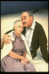 Actors Thomas Hill and Jessica Tandy in a scene from the NY Shakespeare Festival production of the play "Salonika." (New York)