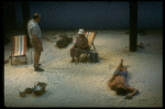 R-L) Actors Maxwell Caulfield, Jessica Tandy and Thomas Hill in a scene from the NY Shakespeare Festival production of the play "Salonika." (New York)