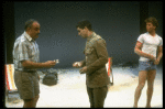 R-L) Actors Maxwell Caulfield, David Strathairn and Thomas Hill in a scene from the NY Shakespeare Festival production of the play "Salonika." (New York)
