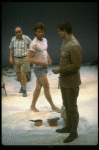 L-R) Actors Thomas Hill, Maxwell Caulfield and David Strathairn in a scene from the NY Shakespeare Festival production of the play "Salonika." (New York)