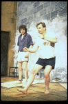 L-R) Actors Stephen Rea and Michael York in a scene from the Broadway production of the play "Someone To Watch Over Me." (New York)