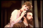 Actors Bernadette Peters and  Mandy Patinkin (as painter Georges Seurat) in a scene from the Broadway production of the musical "Sunday In The Park With George." (New York)