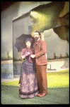 Actors Bernadette Peters and  Mandy Patinkin (as painter Georges Seurat) in a scene from the Broadway production of the musical "Sunday In The Park With George." (New York)