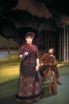 Actors Bernadette Peters and  Mandy Patinkin (as painter Georges Seurat) in a scene from the Broadway production of the musical "Sunday In The Park With George." (New York)