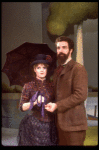 Actors Bernadette Peters and  Mandy Patinkin (as painter Georges Seurat) in a scene from the Broadway production of the musical "Sunday In The Park With George." (New York)