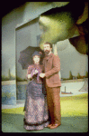 Actors Bernadette Peters and  Mandy Patinkin (as painter Georges Seurat) in a scene from the Broadway production of the musical "Sunday In The Park With George." (New York)