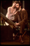 Actors Bernadette Peters and  Mandy Patinkin (as painter Georges Seurat) in a scene from the Broadway production of the musical "Sunday In The Park With George." (New York)