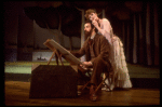 Actors Bernadette Peters and  Mandy Patinkin (as painter Georges Seurat) in a scene from the Broadway production of the musical "Sunday In The Park With George." (New York)