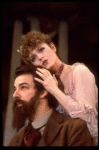 Actors Bernadette Peters and  Mandy Patinkin (as painter Georges Seurat) in a scene from the Broadway production of the musical "Sunday In The Park With George." (New York)