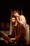 Actors Bernadette Peters and  Mandy Patinkin (as painter Georges Seurat) in a scene from the Broadway production of the musical "Sunday In The Park With George." (New York)