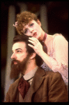 Actors Bernadette Peters and  Mandy Patinkin (as painter Georges Seurat) in a scene from the Broadway production of the musical "Sunday In The Park With George." (New York)