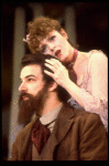 Actors Bernadette Peters and  Mandy Patinkin (as painter Georges Seurat) in a scene from the Broadway production of the musical "Sunday In The Park With George." (New York)