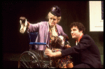 Actors Bernadette Peters and  Mandy Patinkin in a scene from the Broadway production of the musical "Sunday In The Park With George." (New York)